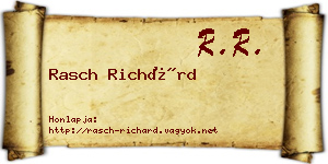Rasch Richárd névjegykártya